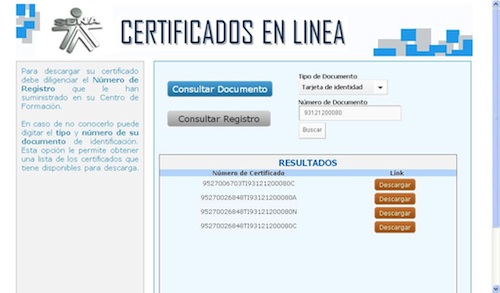 Certificados Sena